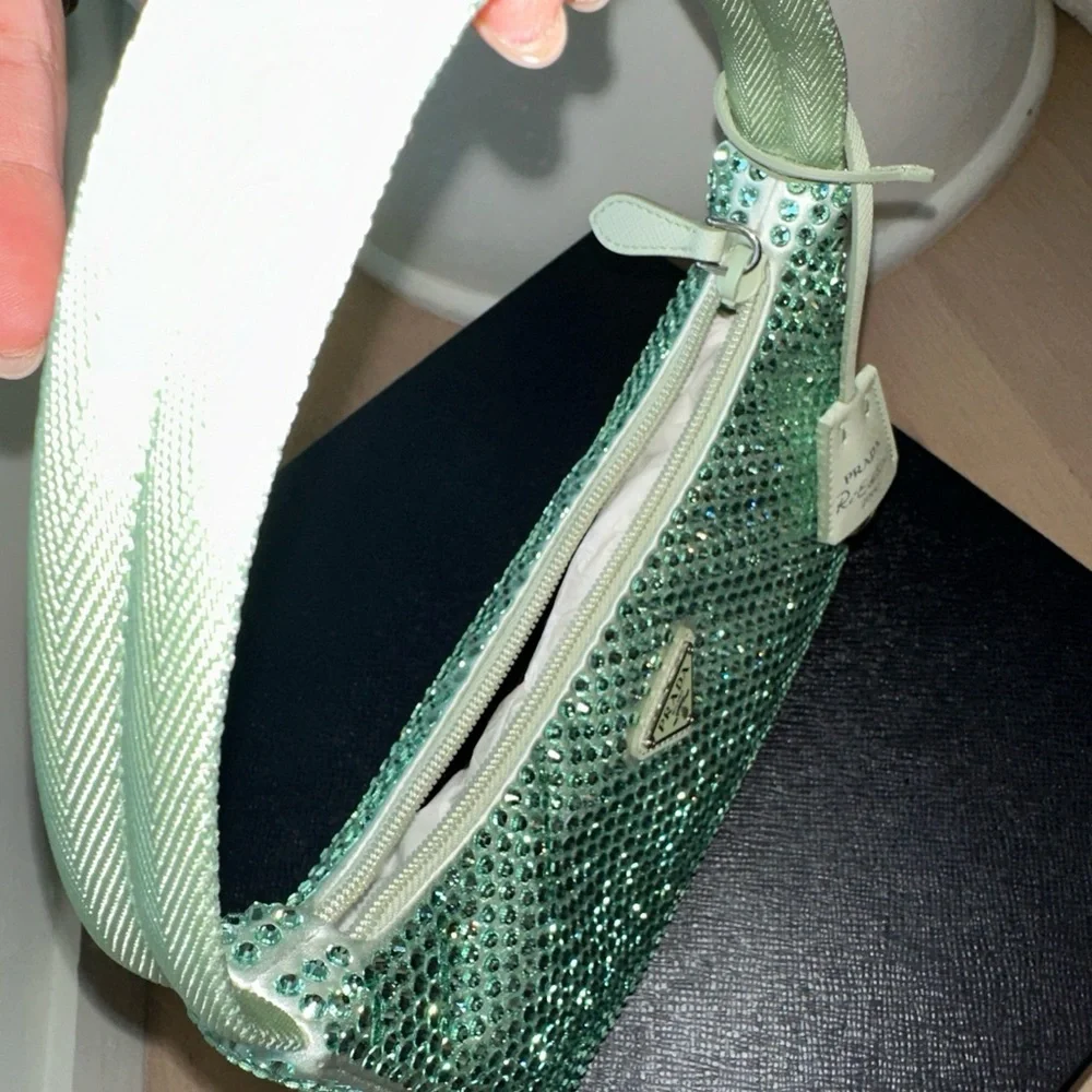 NWT! PRADA RE-EDITION SHOULDER BAG-CRYSTALIZED AQUA-NEVER WORN- LIMITED EDITION